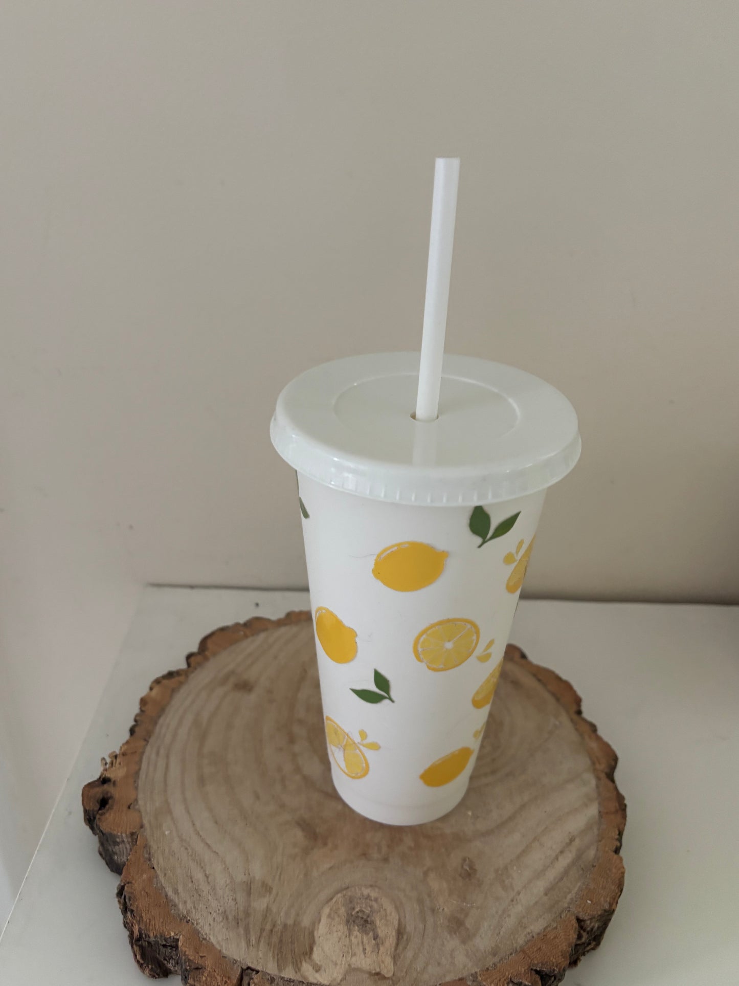 Hand made tumblerwith straw